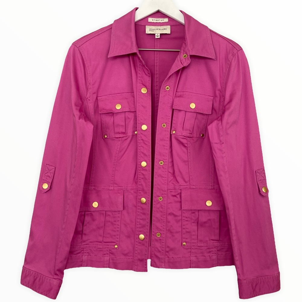 Jones New York Barbie Core Pretty in Pink Snap Button Closure “Shacket” Sz Small